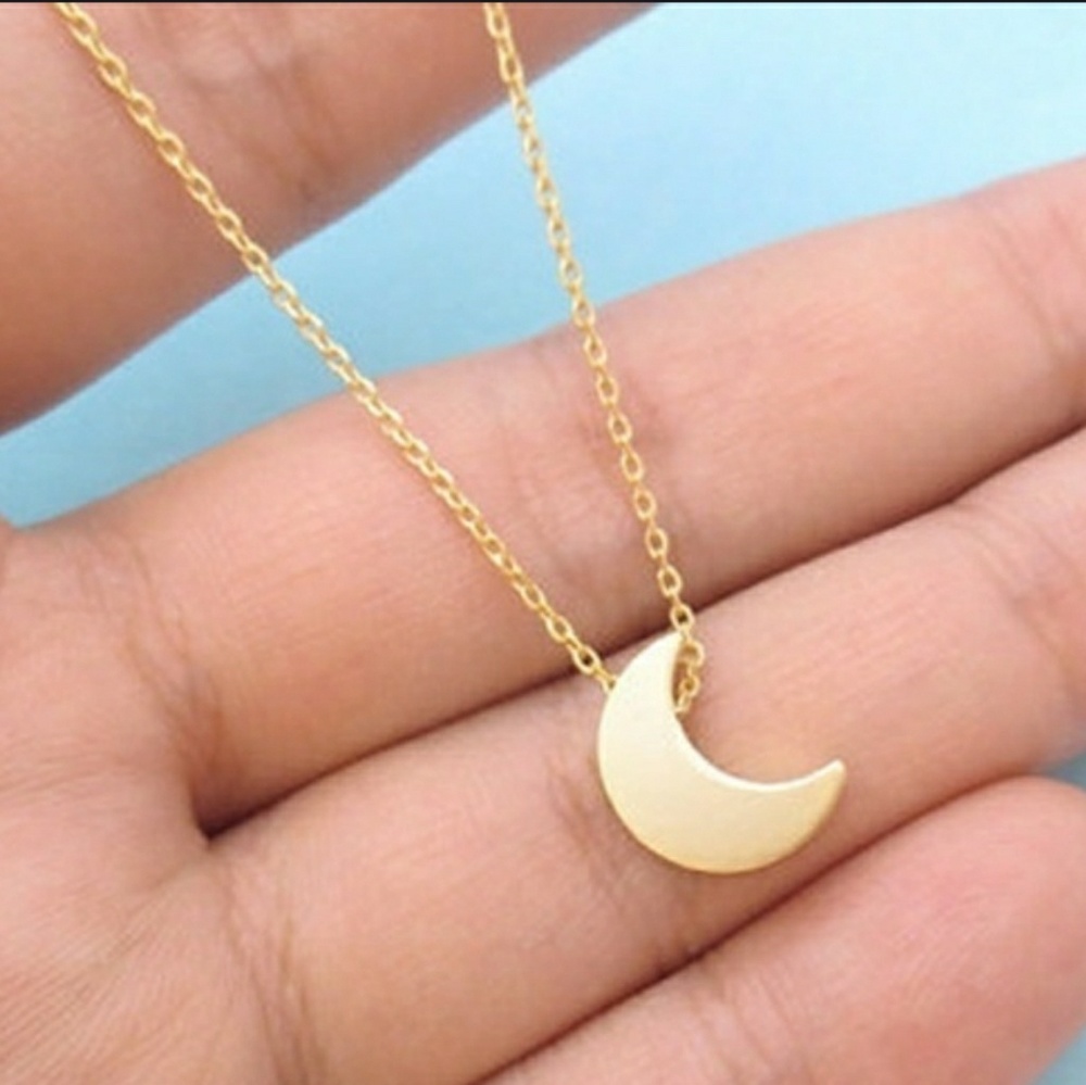 Gold tone Moon Necklace - Picture 2 of 4